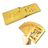 Baralho Dourado Dólar Ouro Brilho Poker Truco Luxo 54 Cartas