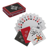 Baralho Duplo 100 Plástico 108 Cartas Na Lata Estojo