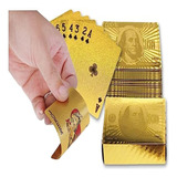 Baralho Ouro Dourado Cartas Jogos Em Casa Poker Impermeável
