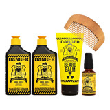 Barba Forte Danger Kit Sh condicionador balm óleo30ml pente