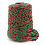 Barbante Natalino Brilho Fial N.06 400g 435mts Natal Crochê Cor M2- Mescla Verde/vermelho/lurex Vermelho