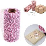 Barbante Twine Bicolor 100 METROS Cordão De Algodão Vermelho E Branco Barbante Decoração Artesanato Rosa Claro