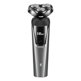 Barbeador Eletrico 3d Prova D água Barba Cabelo Pelos Com 3 Lâminas Shave 3 Lâminas Sem Fio Recarregável Cor Cinza escuro 110v 220v