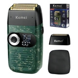 Barbeador Elétrico Kemei Km 2027 Maquina Shaver Profissional Cor Verde escuro 110v 220v