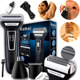 Barbeador Max Shaver Eletrico Corpo Nariz Cabelo Barba Kemei