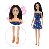Barbie Básica Morena Vestido Original Mattel Envio Imediato