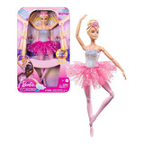 Barbie Boneca Bailarina Luzes Brilhante Rosa