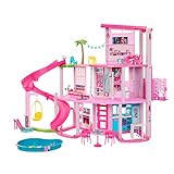 Barbie Casa De Bonecas Dos Sonhos Com 75 Peças Três Andares E Escorregador Para Boneca Para Crianças A Partir De 3 Anos