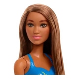 Barbie Praia Oriental Ruiva Vestido Azul Com Flores