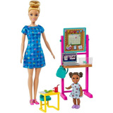 Barbie Profissões Professora Loira Com Aluna Mattel Hcn19