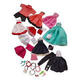 Barbie Roupinhas Boneca Kit 11 Look De Tecido E 4 Sapatos