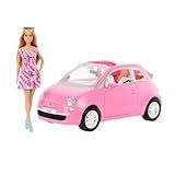 Barbie Veículo Para Boneca Fiat Rosa Com Boneca Para Crianças A Partir De 3 Anos