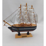 Barco 20 Cm Caravela Veleiro De Madeira Miniatura Decoração