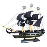 Barco Caravela Pirata 27cm Madeira Miniatura Decoração