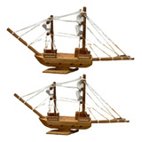 Barco De Madeira Miniatura 27cm Enfeite Decorativo