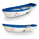 Barco De Pescador Decorativo Branco Azul Decoracao Maritima