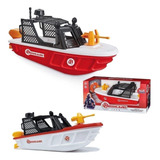 Barco De Resgate Rescue Team Bombeiro Flutua De Verdade