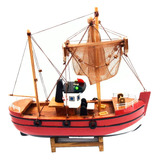 Barco Pesqueiro 30cm Madeira Miniatura Decoração