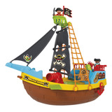 Barco Pirata Com Rodinhas 23 Peças Brinquedo Educativo Maral