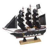 Barco Pirata Veleiro Em Madeira Decorativo 19cm