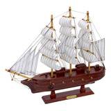Barco Veleiro Em Madeira Decorativo 40cm