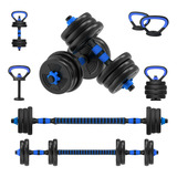 Barra Anilha Halter Dumbbell Kit Musculação 20kg Kettlebell