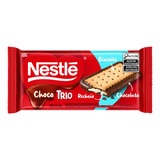 Barra De Chocolate Ao Leite Recheado Com Biscoito De Chocolate E Baunilha Nestlé Choco Trio Pacote 90g