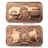 Barra De Cobre Pura 999 1 Onça Avdp Cedula De 5 Dolares 3 