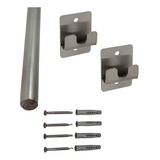 Barra Inox 65cm 02 Suportes Laterais Para Churrasqueira