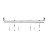 Barra Organizador De Parede Cromada 71cm 6 Ganchos Organização Cozinha Suspensa