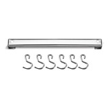 Barra Suporte 40cm Com 6 Ganchos Aço Inox Cromado Brinox