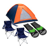 Barraca 3 Pessoas 2 Sacos Dormir Verde preto 2 Cadeira Azul