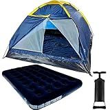 Barraca Camping 4 Pessoas Porta Dupla Com Colchão Inflável Casal Resistente Bomba De Ar