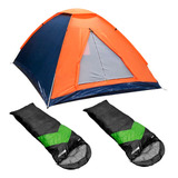 Barraca Iglu 3 Pessoas 2x Saco De Dormir Preto verde Ntk