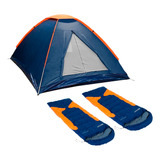 Barraca Iglu 3 Pessoas 2x Sacos De Dormir Freedom Azul