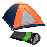Barraca Iglu 3 Pessoas Com Saco De Dormir Preto verde Ntk