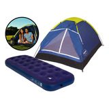 Barraca Iglu Camping 2 Pessoas Colchão De Ar Solteiro Mor Cor Barraca Azul Colchão Azul
