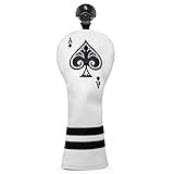 Barudan Golf Capa De Cabeça Híbrida Giratória Golf 2 3 4 5 6 Ut Capa De Cabeça Ace Of Spade Golf Rescue Hybrid Cover Capa De Cabeça De Taco De Golfe De Couro Branco Pu Projetada Para Híbridos