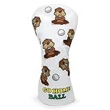 Barudan Golf Capa Para Cabeça De Taco De Golfe Gopher Groundhog Capa Para Cabeça De Taco De Golfe De Couro Branco Pu Para Drivers Adequada Para Mizuno Cobra Ping Todas As Marcas