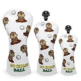 Barudan Golf Capas Para Tacos De Golfe Gopher Capa Para Cabeça De Driver De Golfe Groundhog Capa Para Cabeça 3 Capa De Madeira Capa Híbrida Para Cabeça 3 Peças Capa De Couro Premium Para Cabeça De Gol