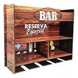 Barzinho Adega Parede Madeira Suporte Copo Taças Bar Rústico MDF Adesivado Reserva Especial La Nacasa