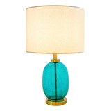 Base Abajur Acqua Vidro Azul Bronze Artesanal Murano Latão 127 220v