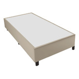 Base Cama Box 79x198x38cm Bege Suede Veludo Prince