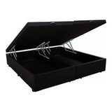 Base Cama Box Baú Blindado Bipartido Casal Suede Preto