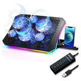 Base Cooler Notebook 17 6 Fan Rgb Suporte Celular Hub 3.0 