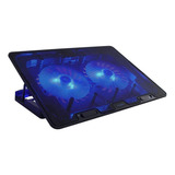 Base Cooler Pad Para Notebook A9 De 14 15 17 Polegadas cor Usb Preto Azul Led