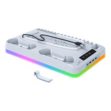 Base Cooler Ps5 Slim Suporte Ventilação 2x Controles Led Rgb