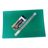 Base Corte 45x30 Kit 6 Lâminas Precisão Régua Aço 30 Cm