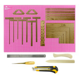 Base Corte 60 Régua 30cm Estilete Gabaritos Dobradeiras Rosa