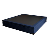 Base Para Cama Box Casal Guldi Com Baú Linho 47x138x188 Cor Azul marinho